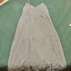 Old Navy Gingham Blue and White Maxi Dress Large L